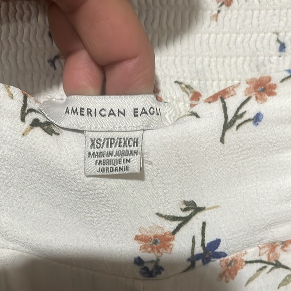 American Eagle Outfitters Floral Straight Leg Pants - White and Blue - Picture 2 of 9